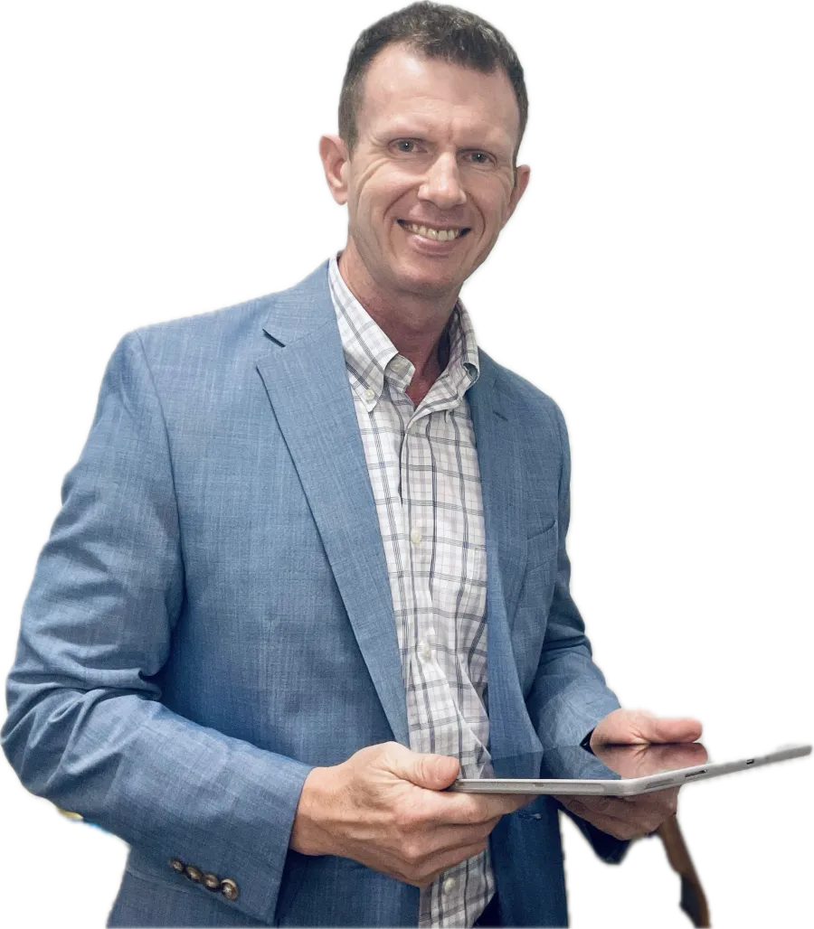 a man holding a pen